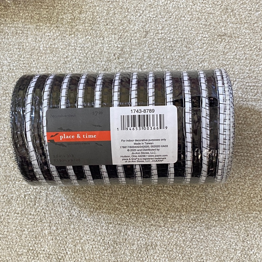 Place & Time Black and White Stripe Decorative Mesh Roll